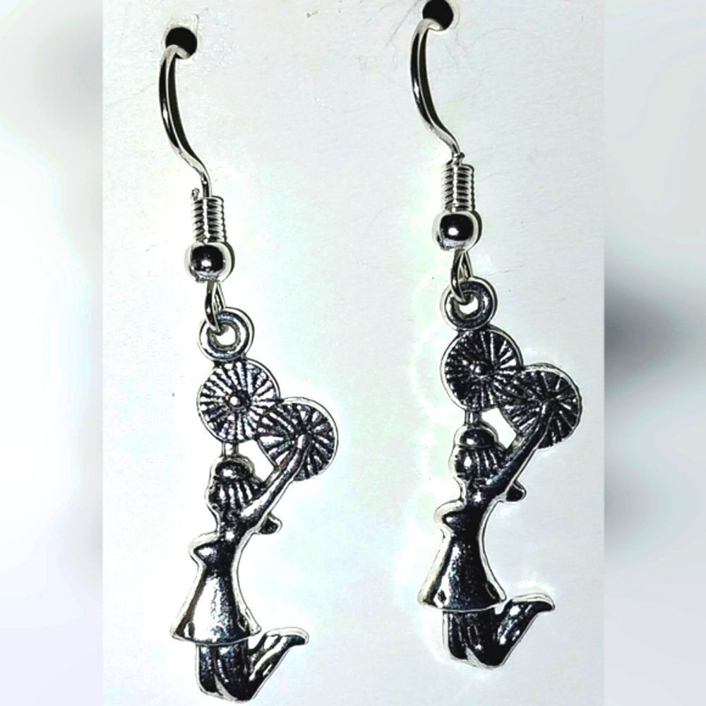 Hand crafted antique cheerleader earrings